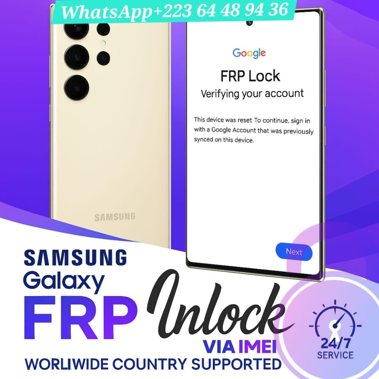Samsung FRP By IMEI/SN -[ WW Low level ] - Instant ✅